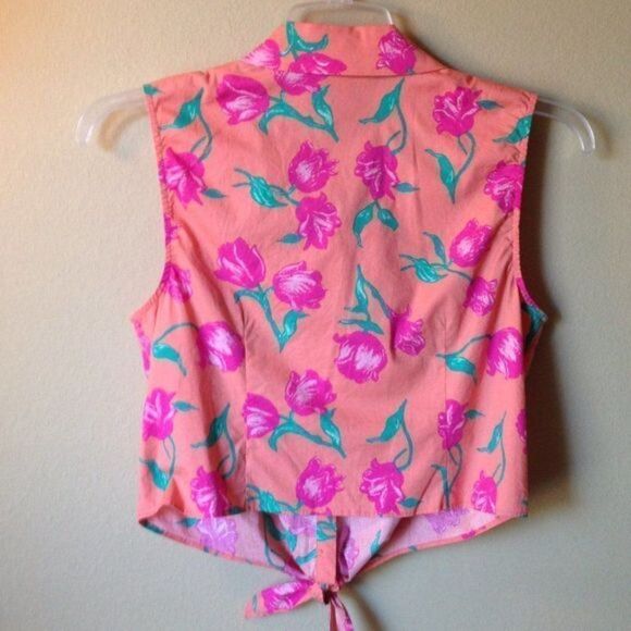 Anthropologie | ModCloth Tie-Front Crop Top Multicolor Large - Picture 5 of 6